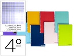 Cuaderno espiral Liderpapel Smart 4º tapa blanda 80h 60g milimetrado 2mm. colores surtidos